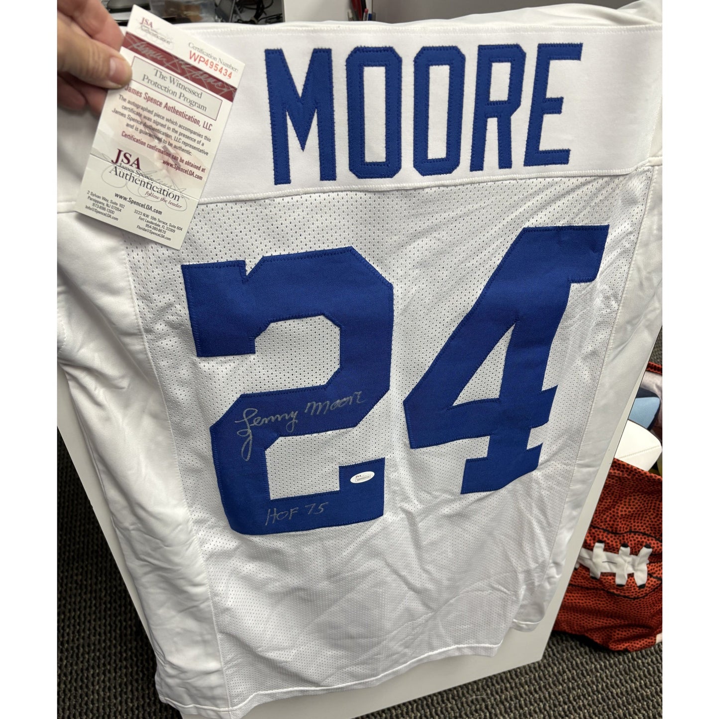 Autographed Lenny Moore Colts Jersey w/COA XL